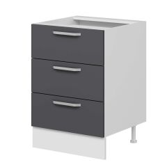 Alvinka Mutfak Modül Duz Alt 3Ç  60Cm Dolap Beyaz Antrasit