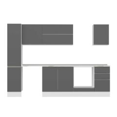 Alvinka 295X210 Cm High Gloss Mutfak Dolabı Mb-E90B40S45-2 High Gloss | Antrasit - Suntalam