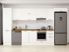 Alvinka 375X222 Cm Klasik Mebran Mutfak Dolabı Beyaz Beyaz Mbb-E80B50S45-1