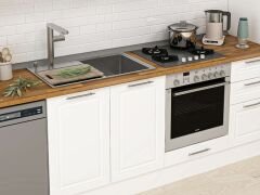 Alvinka 375X222 Cm Klasik Mebran Mutfak Dolabı Beyaz Beyaz Mbb-E80B50S45-1