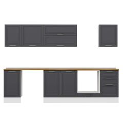 Alvinka 305X210 Cm Klasik Mebran Mutfak Dolabı M-E90S45S50-2 Mebran | Antrasit - Suntalam