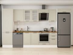 Alvinka 385X222 Cm Klasik Mebran Mutfak Dolabı Mbb-E80B60S45-3 Mebran | Kumtaşı - Mdf