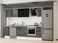 Alvinka 365X240 Cm High Gloss Mutfak Dolabı Mb-E80S45S40-3 High Gloss | Antrasit - Mdf