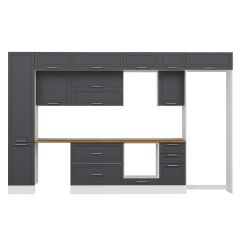 Alvinka 370X240 Cm Klasik Mebran Mutfak Dolabı Mbb-E80B45S45-2 Mebran | Antrasit - Mdf