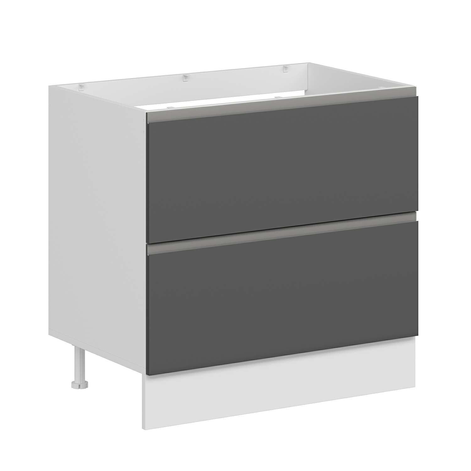 Alvinka Mutfak Modül Hg_J Alt 2Ç 90Cm Evye Dolap Beyaz Antrasit Mdf