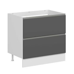 Alvinka Mutfak Modül Hg_J Alt 2Ç 90Cm Evye Dolap Beyaz Antrasit Mdf