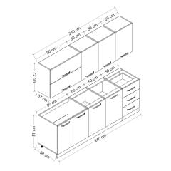 Minar 240 Cm Mutfak Dolabı Beyaz 240-B2