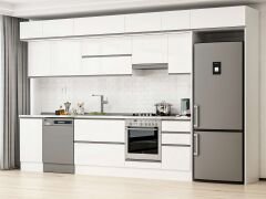 Alvinka 370X240 Cm High Gloss Mutfak Dolabı Mb-E80S45S45-1 High Gloss | Beyaz - Suntalam