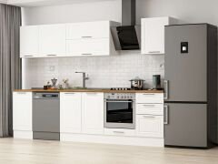 Alvinka 305X210 Cm Klasik Mebran Mutfak Dolabı M-E90S45S50-2 Mebran | Beyaz - Mdf