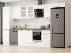 Alvinka 375X222 Cm Klasik Mebran Mutfak Dolabı Beyaz Beyaz Mbb-E80B50S45-3
