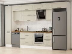 Alvinka 370X240 Cm Klasik Mebran Mutfak Dolabı Mbb-E80B45S45-2 Mebran | Kumtaşı - Mdf