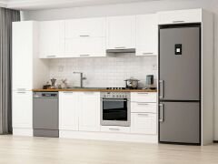Alvinka 380X222 Cm Klasik Mebran Mutfak Dolabı Beyaz Beyaz Mbb-E80B50S50-1