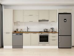 Alvinka 380X222 Cm Klasik Mebran Mutfak Dolabı Beyaz Beyaz Mbb-E80B50S50-1