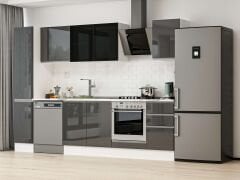 Alvinka 295X210 Cm High Gloss Mutfak Dolabı Mb-E90B40S45-3 High Gloss | Antrasit - Suntalam