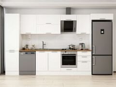 Alvinka 380X222 Cm Klasik Mebran Mutfak Dolabı Beyaz Beyaz Mbb-E80B50S50-2