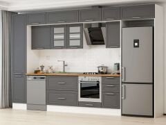 Alvinka 370X240 Cm Klasik Mebran Mutfak Dolabı Mbb-E80B45S45-3 Mebran | Antrasit - Suntalam