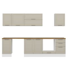 Alvinka 305X210 Cm Klasik Mebran Mutfak Dolabı M-E90S45S50-2 Mebran | Kumtaşı - Mdf