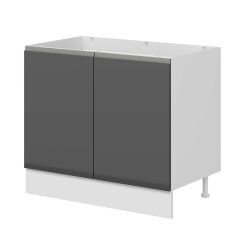 Alvinka Mutfak Modül Hg_J Alt 2K 100Cm Evye Dolap Beyaz Antrasit Suntalam