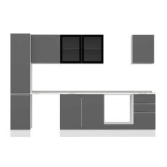 Alvinka 295X210 Cm High Gloss Mutfak Dolabı Mb-E90B40S45-3 High Gloss | Antrasit - Mdf