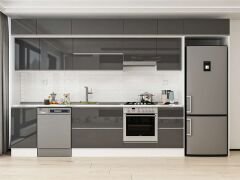 Alvinka 370X240 Cm High Gloss Mutfak Dolabı Mb-E80S45S45-1 High Gloss | Antrasit - Mdf