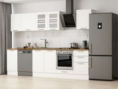 Alvinka 305X210 Cm Klasik Mebran Mutfak Dolabı M-E90S45S50-3 Mebran | Beyaz - Suntalam