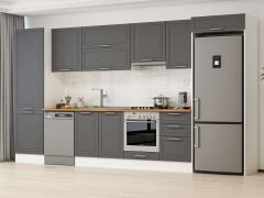 Alvinka 390X222 Cm Klasik Mebran Mutfak Dolabı Mbb-E80B60S50-1 Mebran | Antrasit - Mdf