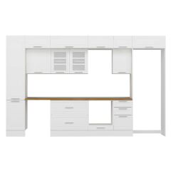 Alvinka 370X240 Cm Klasik Mebran Mutfak Dolabı Mbb-E80B45S45-3 Mebran | Beyaz - Mdf