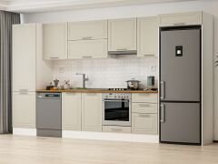 Alvinka 390X222 Cm Klasik Mebran Mutfak Dolabı Mbb-E80B60S50-1 Mebran | Kumtaşı - Mdf