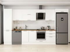 Alvinka 390X222 Cm Klasik Mebran Mutfak Dolabı Beyaz Beyaz Mbb-E80B50S60-2