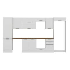 Alvinka 390X222 Cm Klasik Mebran Mutfak Dolabı Mbb-E80B60S50-2 Mebran | Beyaz - Suntalam