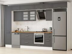 Alvinka 370X240 Cm Klasik Mebran Mutfak Dolabı Mbb-E80B45S45-3 Mebran | Antrasit - Mdf