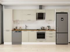 Alvinka 390X222 Cm Klasik Mebran Mutfak Dolabı Beyaz Beyaz Mbb-E80B50S60-2