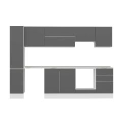 Alvinka 300X210 Cm High Gloss Mutfak Dolabı Mb-E90B40S50-1 High Gloss | Antrasit - Suntalam