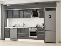 Alvinka 370X240 Cm High Gloss Mutfak Dolabı Mb-E80S45S45-2 High Gloss | Antrasit - Suntalam