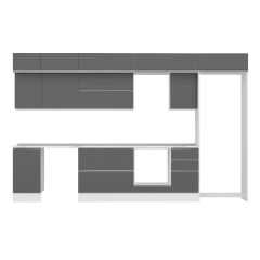 Alvinka 370X240 Cm High Gloss Mutfak Dolabı Mb-E80S45S45-2 High Gloss | Antrasit - Suntalam