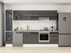 Alvinka 300X210 Cm High Gloss Mutfak Dolabı Mb-E90B40S50-1 High Gloss | Antrasit - Mdf