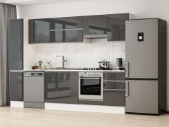 Alvinka 300X210 Cm High Gloss Mutfak Dolabı Mb-E90B40S50-1 High Gloss | Antrasit - Mdf