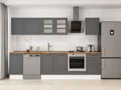 Alvinka 305X210 Cm Klasik Mebran Mutfak Dolabı M-E90S45S50-3 Mebran | Antrasit - Mdf