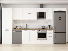 Alvinka 380X222 Cm Klasik Mebran Mutfak Dolabı Beyaz Beyaz Mbb-E80B60S40-2