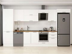 Alvinka 390X222 Cm Klasik Mebran Mutfak Dolabı Mbb-E80B60S50-2 Mebran | Beyaz - Mdf