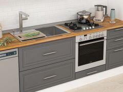 Alvinka 375X240 Cm Klasik Mebran Mutfak Dolabı Mbb-E80B45S50-1 Mebran | Antrasit - Suntalam