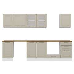 Alvinka 305X210 Cm Klasik Mebran Mutfak Dolabı M-E90S45S50-3 Mebran | Kumtaşı - Mdf