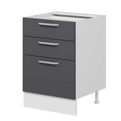 Alvinka Mutfak Modül Duz Alt 3Ç1B2K 60Cm Dolap Beyaz Antrasit