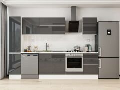 Alvinka 300X210 Cm High Gloss Mutfak Dolabı Mb-E90B40S50-2 High Gloss | Antrasit - Suntalam