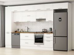 Alvinka 375X240 Cm Klasik Mebran Mutfak Dolabı Mbb-E80B45S50-1 Mebran | Beyaz - Mdf