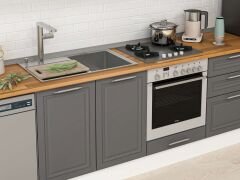 Alvinka 315X210 Cm Klasik Mebran Mutfak Dolabı M-E90S45S60-1 Mebran | Antrasit - Suntalam