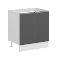 Alvinka Mutfak Modül Hg_J Alt 2K 80Cm Evye Dolap Beyaz Antrasit Suntalam