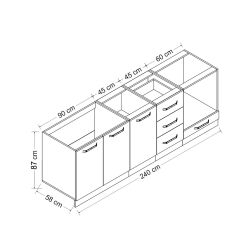Minar 240 Cm Mutfak Dolabı Beyaz Antrasit 240-A4