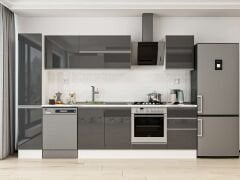 Alvinka 300X210 Cm High Gloss Mutfak Dolabı Mb-E90B40S50-2 High Gloss | Antrasit - Mdf