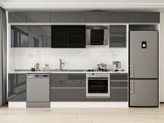 Alvinka 370X240 Cm High Gloss Mutfak Dolabı Mb-E80S45S45-3 High Gloss | Antrasit - Mdf